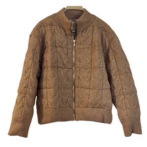 Joie tan puffer cableknit bomber style jacket M